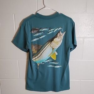 Guy Harvey Blue and Yellow Fish Action Tee Vintage